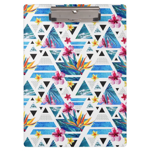 Carpeta De Pinza Modelo de flores tropical geométrico (Anverso)