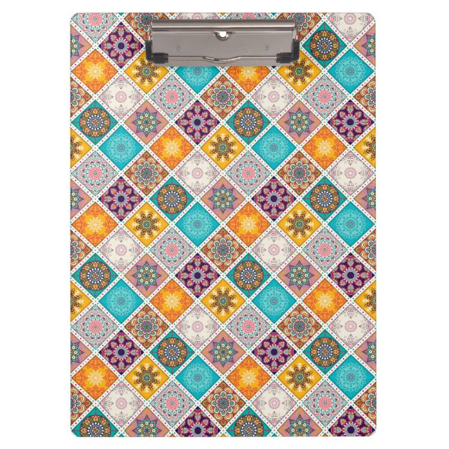 Carpeta De Pinza Modelo de la teja de la mandala de la turquesa de (Anverso)