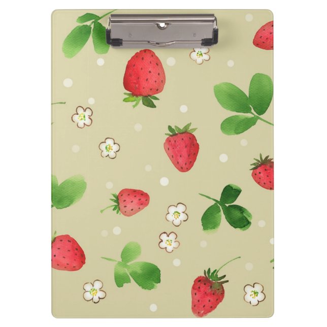 Carpeta De Pinza Modelo de las fresas de la acuarela (Anverso)