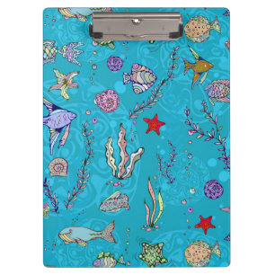 Carpeta De Pinza Modelo de los pescados de la turquesa