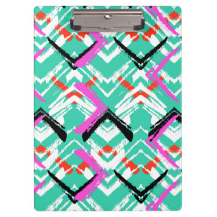 Carpeta De Pinza Modelo de zigzag verde azulado dibujado mano
