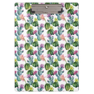 Carpeta De Pinza Modelo del arte de los cactus de la acuarela