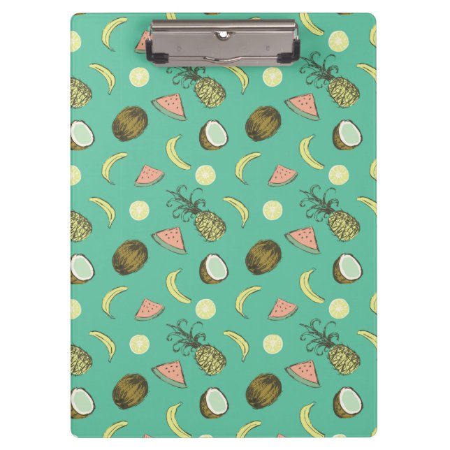 Carpeta De Pinza Modelo del Doodle de la fruta tropical (Anverso)