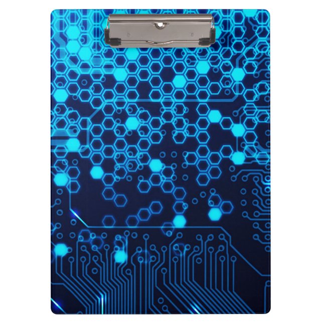 Carpeta De Pinza Modelo electrónico azul fresco del hexágono de la (Anverso)
