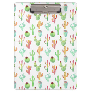 Carpeta De Pinza Modelo en colores pastel de la acuarela del cactus