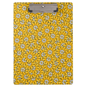 Carpeta De Pinza Modelo floral brillante amarillo brillante