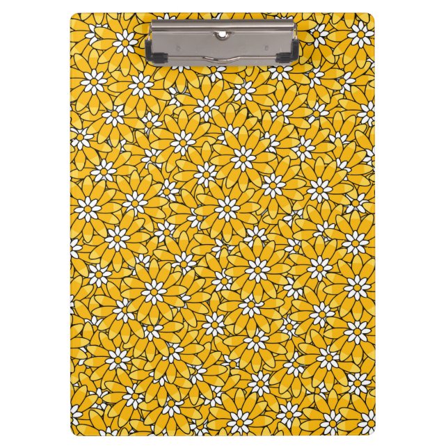Carpeta De Pinza Modelo floral brillante amarillo brillante (Anverso)