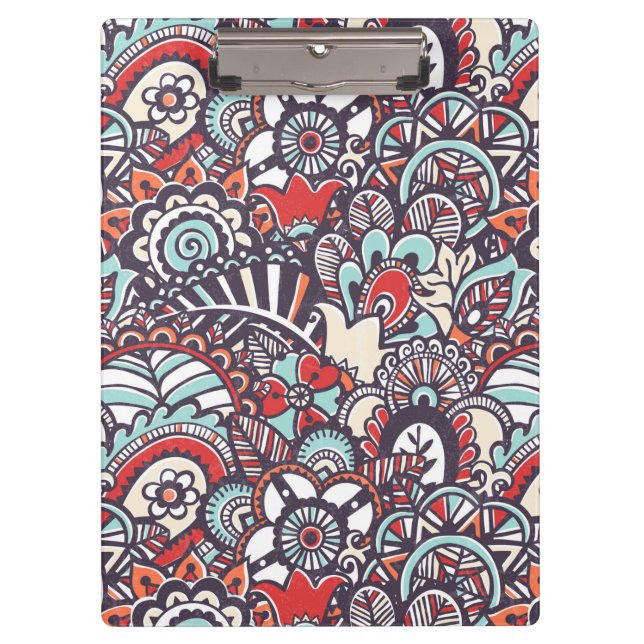 Carpeta De Pinza Modelo floral del Doodle de Paisley (Anverso)