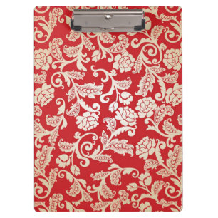Carpeta De Pinza Modelo floral del fondo del damasco
