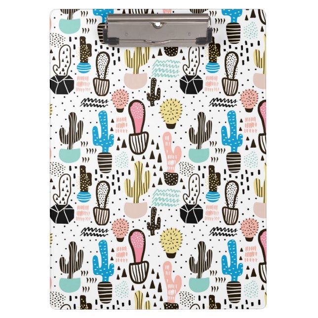 Carpeta De Pinza Modelo geométrico del cactus moderno (Anverso)