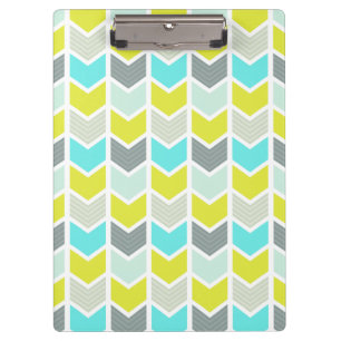 Carpeta De Pinza Modelo geométrico gris amarillo azul de Chevron de