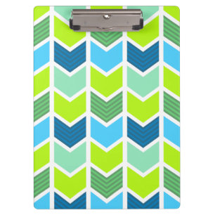 Carpeta De Pinza Modelo geométrico verde y azul moderno de Chevron