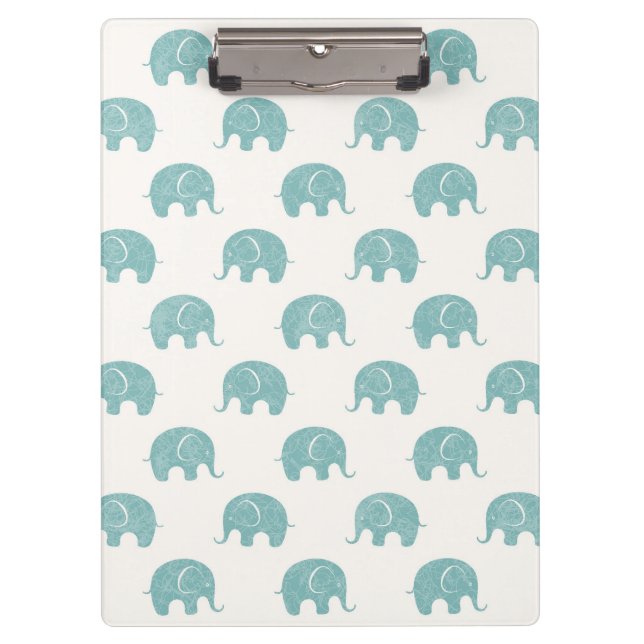 Carpeta De Pinza Modelo lindo verde azulado del elefante (Anverso)