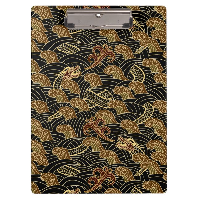 Carpeta De Pinza Modelo oriental del dragón del mar (Anverso)