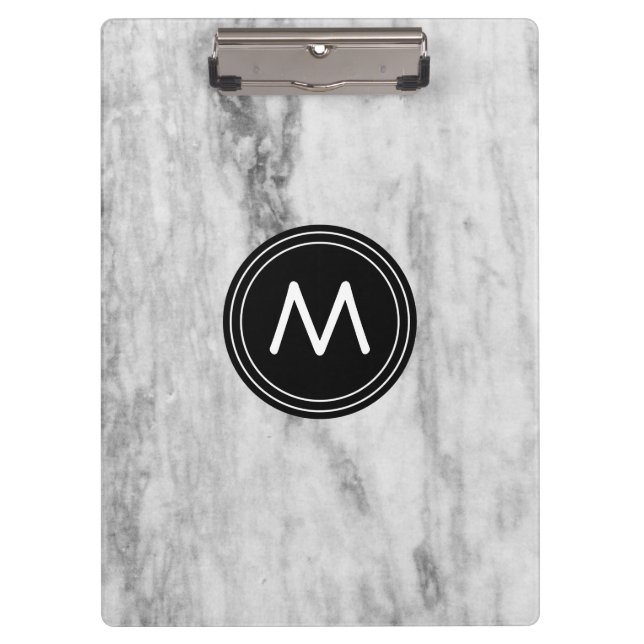 Carpeta De Pinza Modelo personalizado |Monogrammed del mármol del (Anverso)