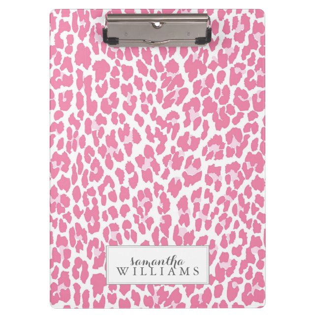 Carpeta De Pinza Modelo personalizado rosa del leopardo (Anverso)