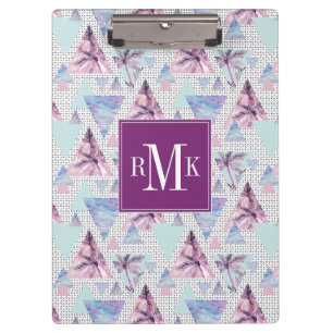 Carpeta De Pinza Modelo rosado y azul de la acuarela de la palmera