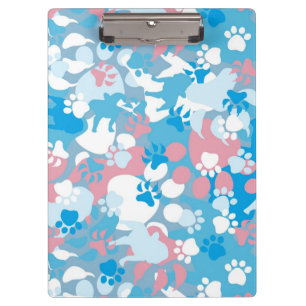 Carpeta De Pinza Modelo rosado y azul del perro del camuflaje