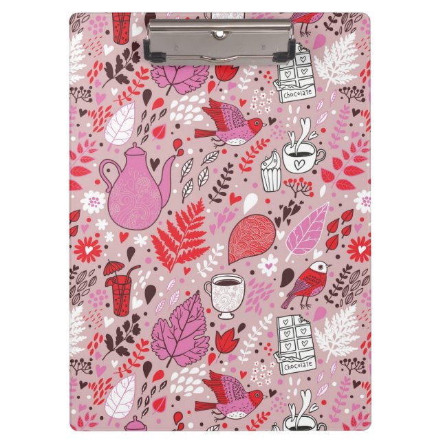 Carpeta De Pinza Modelo sabroso con los pájaros y las flores (Anverso)