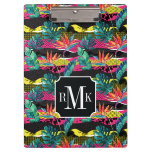 Carpeta De Pinza Modelo tropical abstracto de neón de la textura