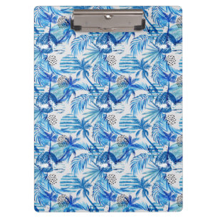 Carpeta De Pinza Modelo tropical azul brillante de la acuarela