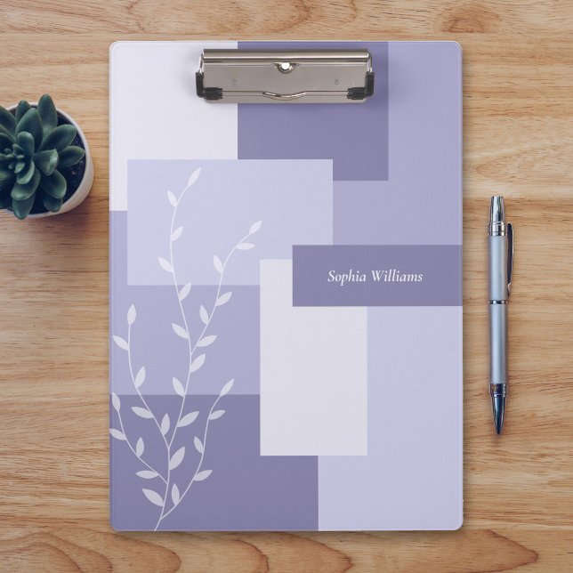 Carpeta De Pinza Modern Abstract Dusty Purple White Leaf Clipboard (Subido por el creador)