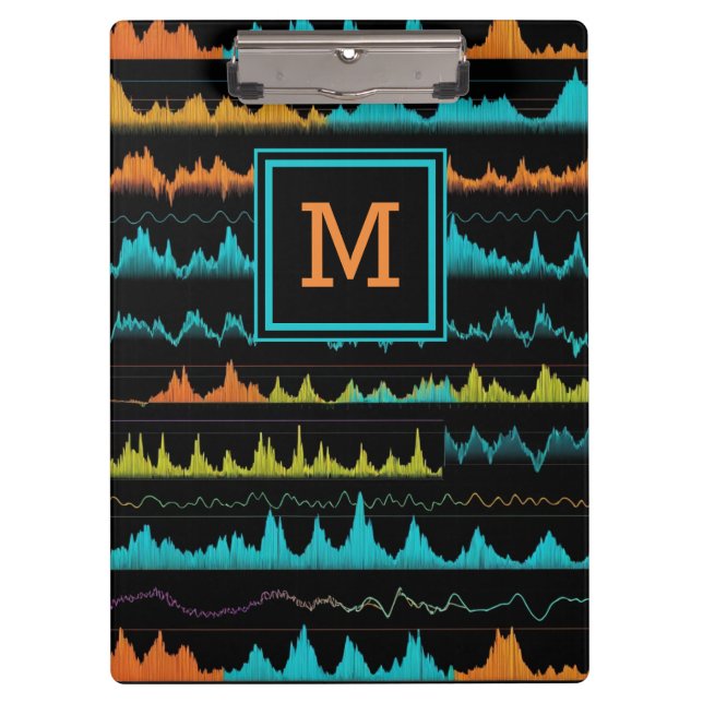 Carpeta De Pinza Modern Audio Waveform & Sound Frequency Monogram (Anverso)
