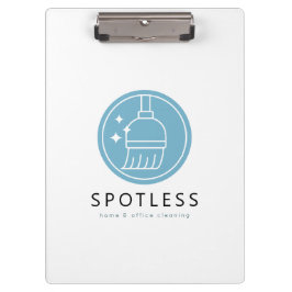 Carpeta De Pinza Modern Blue Broom Logo Cleaning Service