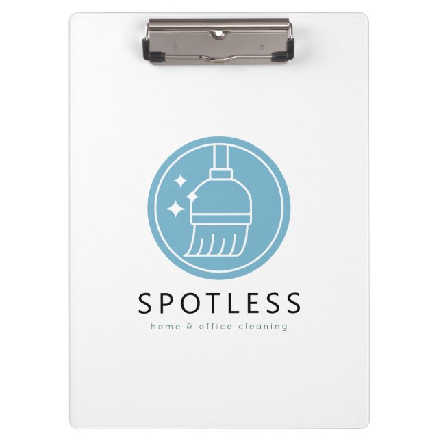 Carpeta De Pinza Modern Blue Broom Logo Cleaning Service (Anverso)