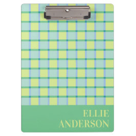 Carpeta De Pinza Modern Checker Pastel Blue Green Lime Custom