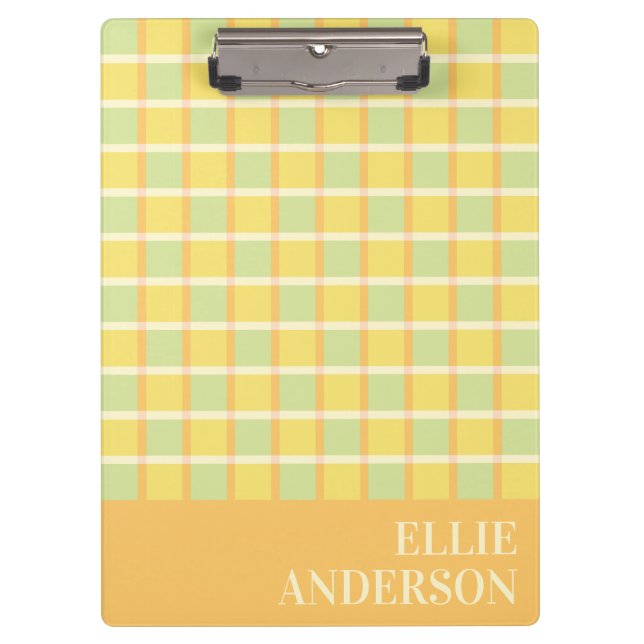 Carpeta De Pinza Modern Checker Pastel Green Yellow Orange Custom (Anverso)