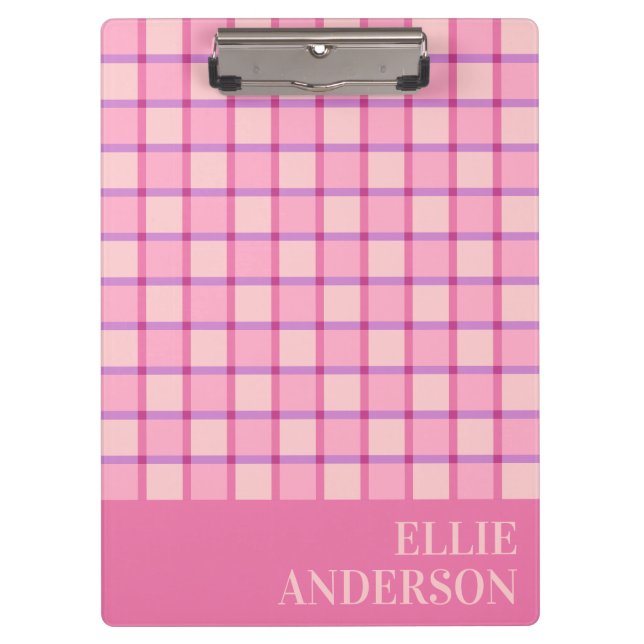 Carpeta De Pinza Modern Checker Pastel Pink Purple Custom (Anverso)