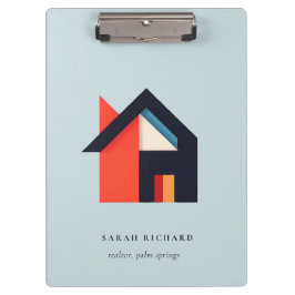 Carpeta De Pinza Modern Colorful House Logo Realtor Blue Red Orange
