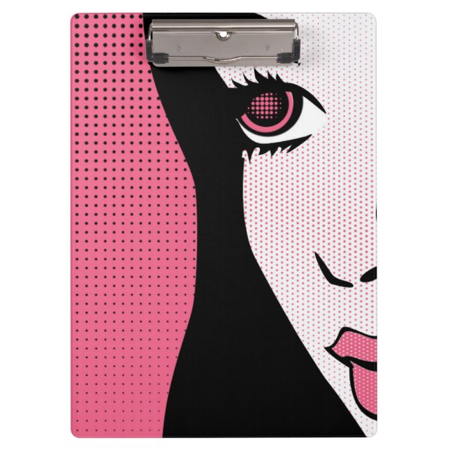 Carpeta De Pinza Modern Comic Book Pop Art of Woman's Face (Anverso)