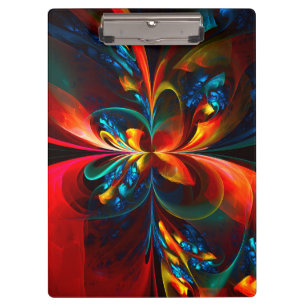 Carpeta De Pinza Modern Floral Resumen Art Naranja Patrón Azul #14