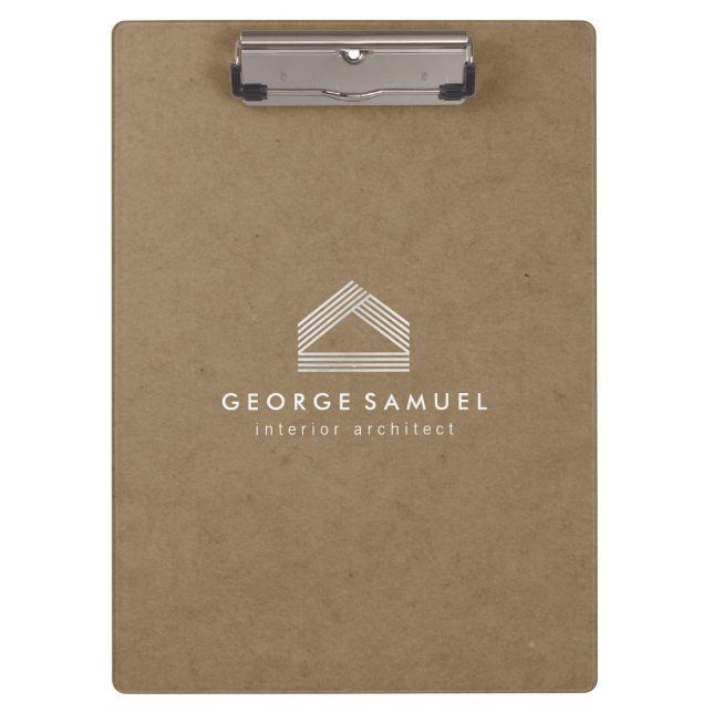 Carpeta De Pinza Modern Home Design | Abstract Logo on Wood Texture (Anverso)