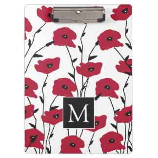 Carpeta De Pinza Modern Monogram Poppies Pattern