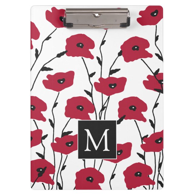 Carpeta De Pinza Modern Monogram Poppies Pattern (Anverso)