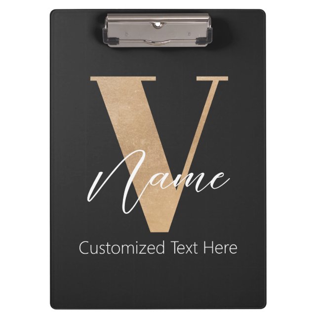Carpeta De Pinza Modern Monogrammed Initial V & Name Personalized (Anverso)