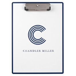 Carpeta De Pinza Modern Navy Blue Border Custom Stationery