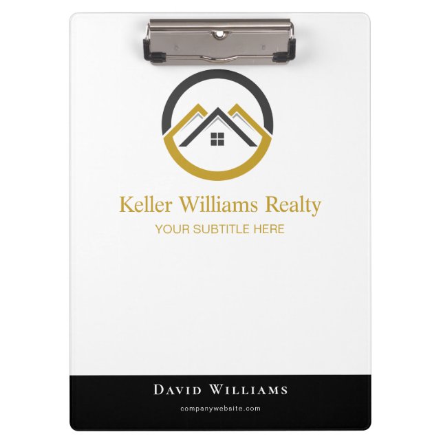 Carpeta De Pinza Modern Real Estate white and gold custom logo  (Anverso)
