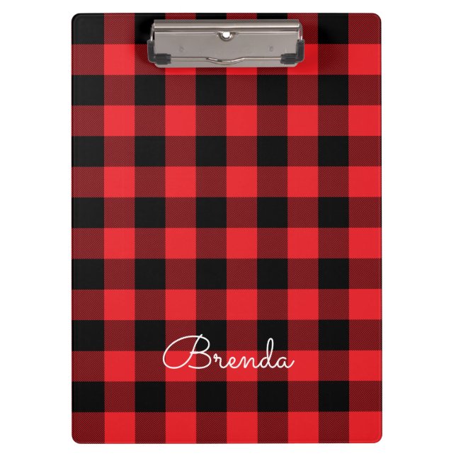 Carpeta De Pinza Modern Red and Black Buffalo Check (Anverso)