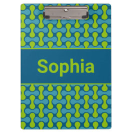 Carpeta De Pinza Modern Retro Link Pattern in Blue and Green