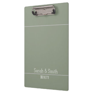 Carpeta De Pinza Modern Sage Green Business Office Name Custom  