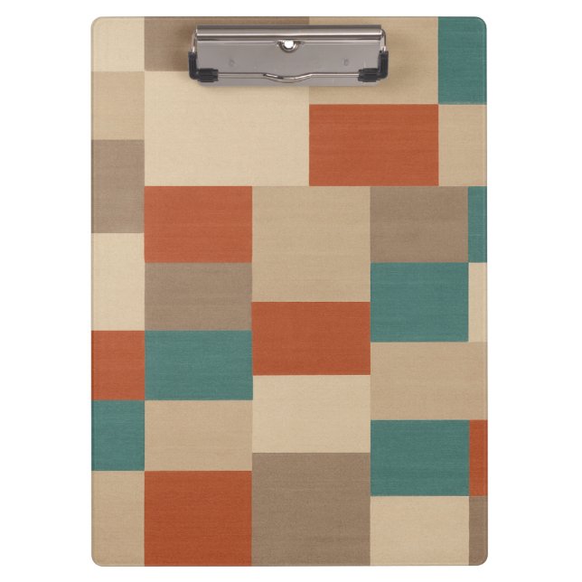 Carpeta De Pinza Modern Teal & Beige Geometric Blocks (Anverso)