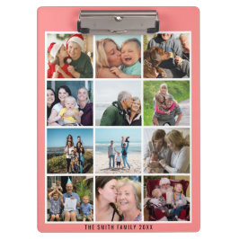 Carpeta De Pinza Moderna familia Rubor rosa 12 Collage de fotos Per
