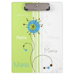 Carpeta De Pinza Moderna Flor Simple Verde Tu Nombre