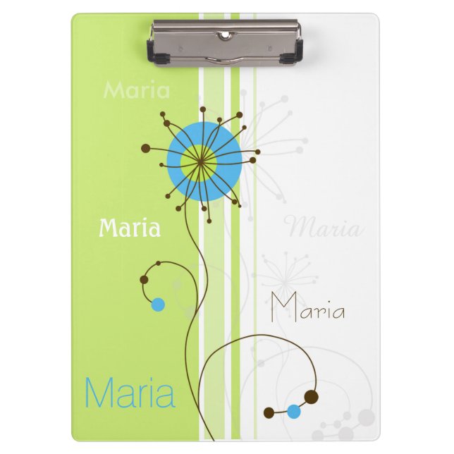 Carpeta De Pinza Moderna Flor Simple Verde Tu Nombre (Anverso)