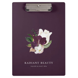 Carpeta De Pinza Moderna Marfil Plum Floral Bouquet Purple