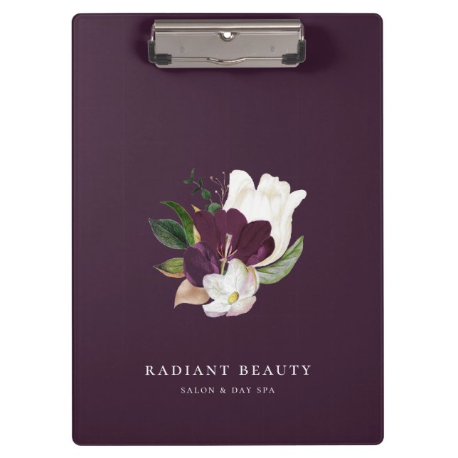 Carpeta De Pinza Moderna Marfil Plum Floral Bouquet Purple (Anverso)